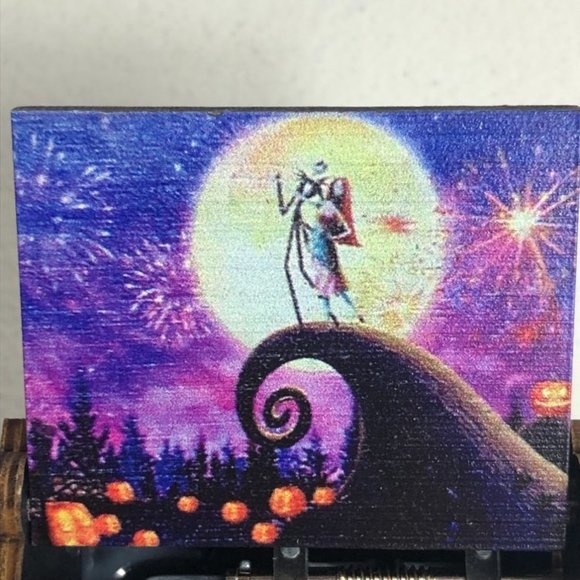 Nightmare Before Christmas Jack + Sally Fireworks Hand Crank Wooden Music Box - Picture 2 of 10